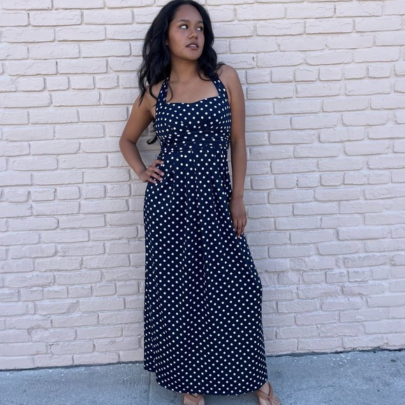 50s style halter style polka dot dress - Picture 1 of 5